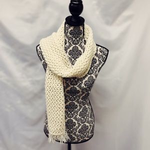 Handmade hand knit scarf - cream